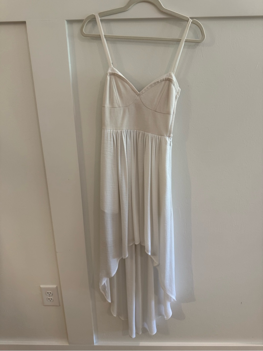 BCBGMaxAzria Cream High-Low Spaghetti Strap Dress
